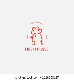 Chicken logo, Fried chicken restaurant, Rooster mascot, chicken farm and egg vector illustration.
