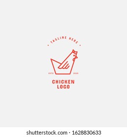 Chicken logo, Fried chicken restaurant, Rooster mascot, chicken farm and egg vector illustration.