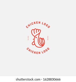 Chicken logo, Fried chicken restaurant, Rooster mascot, chicken farm and egg vector illustration.