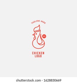 Chicken logo, Fried chicken restaurant, Rooster mascot, chicken farm and egg vector illustration.