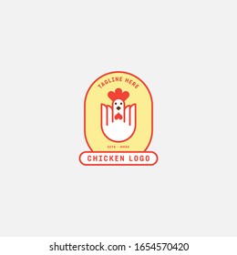 Chicken logo, Fried chicken restaurant, Rooster mascot, chicken farm and egg vector illustration.
