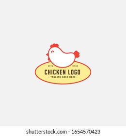 Chicken logo, Fried chicken restaurant, Rooster mascot, chicken farm and egg vector illustration.