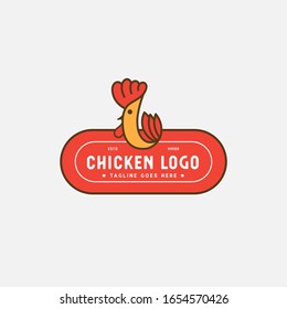 Chicken logo, Fried chicken restaurant, Rooster mascot, chicken farm and egg vector illustration.