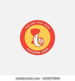 Chicken logo, Fried chicken restaurant, Rooster mascot, chicken farm and egg vector illustration.