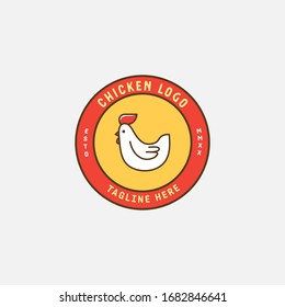 Chicken logo, Fried chicken restaurant, Rooster mascot, chicken farm and egg vector illustration.