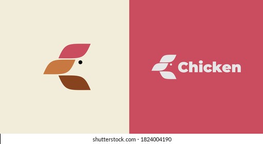 Chicken logo, Fried chicken restaurant, Rooster mascot, chicken farm and egg vector illustration.