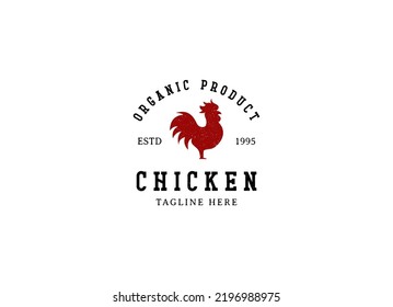 Chicken logo, Fried chicken restaurant, Rooster mascot, chicken farm and egg vector illustration.