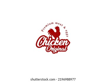 Chicken logo, Fried chicken restaurant, Rooster mascot, chicken farm and egg vector illustration.