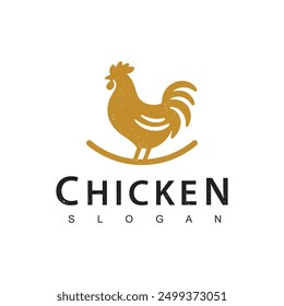 Chicken logo, Golden hen symbol vector icon illustration, fast food restaurant icon