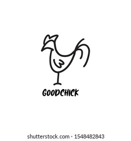 Chicken logo with hand drawn style. Doodle logo design for chicken food and restaurant.
