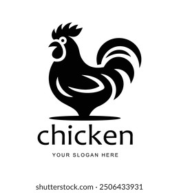 Chicken logo icon, black chicken vector on white background editable good for logo or sign.