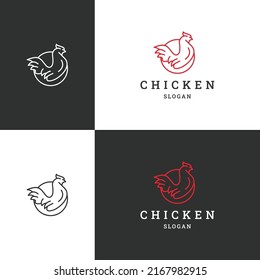 Icono de logotipo de pollo plantilla de diseño ilustración vectorial