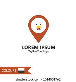 Chicken logo icon vector brown color illustration