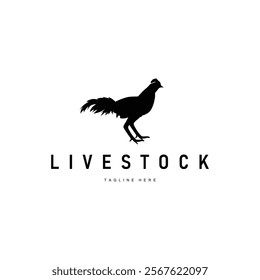 chicken logo illustration vintage design livestock farm chicken concept simple silhouette black illustration template