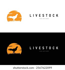 chicken logo illustration vintage design livestock farm chicken concept simple silhouette black illustration template