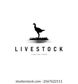 chicken logo illustration vintage design livestock farm chicken concept simple silhouette black illustration template