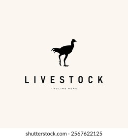 chicken logo illustration vintage design livestock farm chicken concept simple silhouette black illustration template