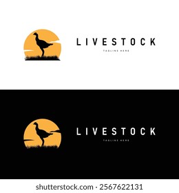 chicken logo illustration vintage design livestock farm chicken concept simple silhouette black illustration template