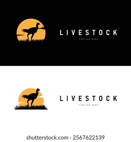 chicken logo illustration vintage design livestock farm chicken concept simple silhouette black illustration template