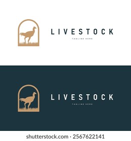 chicken logo illustration vintage design livestock farm chicken concept simple silhouette black illustration template