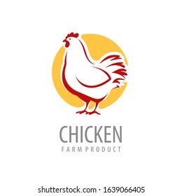 Chicken Logo Or Label. Farm Animal Symbol Vector