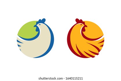 Chicken logo or label. Farm animal symbol vector