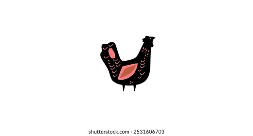 Chicken logo or label. Farm domestic animal symbol vector