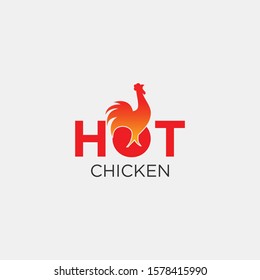 Chicken logo in letters HOT, creative icon, Simple restaurant logo designs concept vector