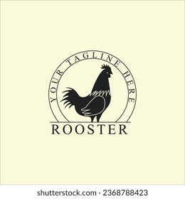 chicken logo line art vector illustration vintage template icon graphic design