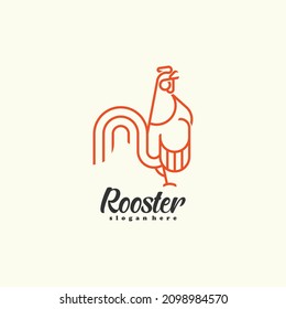 Logo de pollo con diseño de ilustración vectorial de concepto de línea. logotipo de diseño creativo
