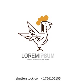 Chicken logo with line design vector, simple icons
