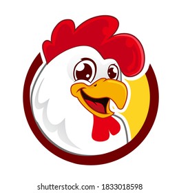 chicken logo mascot cartoon in vector