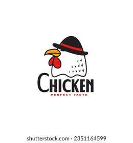 Chicken logo mascot vector illustration flat vintage style concept