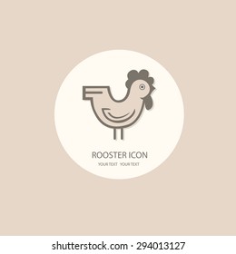 Chicken logo painted in black and white icon. farm enterprise. Space for text. Vector illustration
