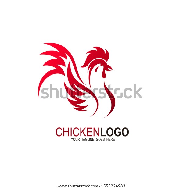 Chicken Logo Red Color Design Template Stock Vector (Royalty Free ...