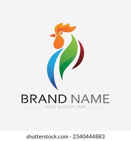 chicken logo  rooster and hen logo for poultry farming  animal logo vector illustration design