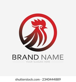 logotipo de pollo rooster y logotipo de gallina para la cría de aves de corral logotipo de animales diseño vectorial