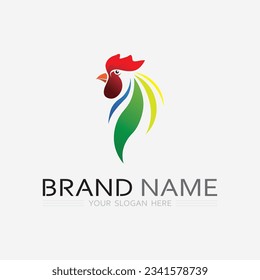 chicken logo  rooster and hen logo for poultry farming  animal logo vector illustration design
