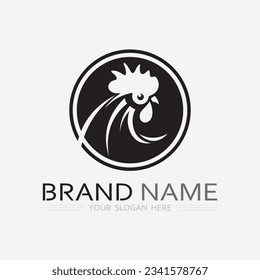 chicken logo  rooster and hen logo for poultry farming  animal logo vector illustration design