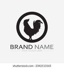 logotipo de pollo rooster y logotipo de gallina para la cría de aves de corral logotipo de animales diseño vectorial