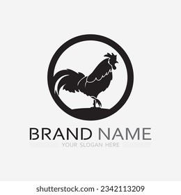 chicken logo  rooster and hen logo for poultry farming  animal logo vector illustration design