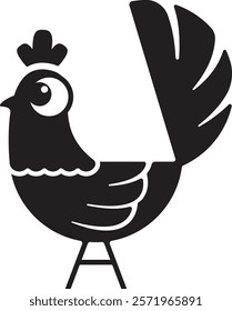 Chicken logo silhouette. black simple chicken icon logo