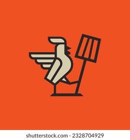Chicken logo, chicken, spoon icon logo