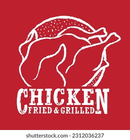 The Chicken Logo Stamp Design. Whole Grilled Chicken Logo Design