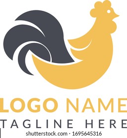 Chicken Logo template. Rooster in folk style. Image can be used for packaging design, restaurant menus, market design, butcher shops and chicken farm. Vector illustration.