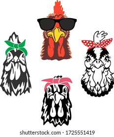 chicken logo types funny vector
