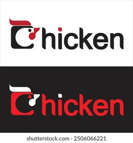 Chicken logo typography lettering with letter C concept design idea.