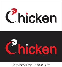Chicken logo typography lettering with letter C concept design idea.