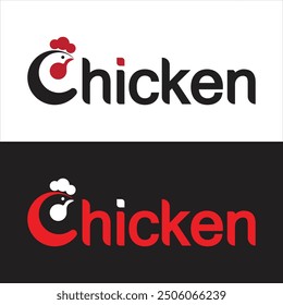 Chicken logo typography lettering with letter C concept design idea.