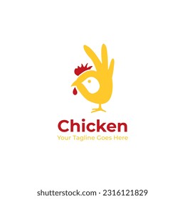 Chicken Logo Vector Design with okay hand shape